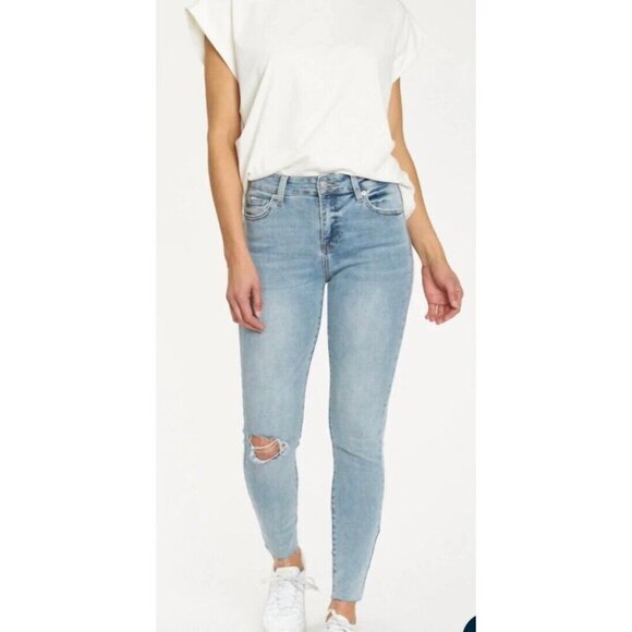 PISTOLA Audrey Raw Hem Distressed Denim Stretch Jeans Size 26 NWT Mid Rise - Picture 1 of 12